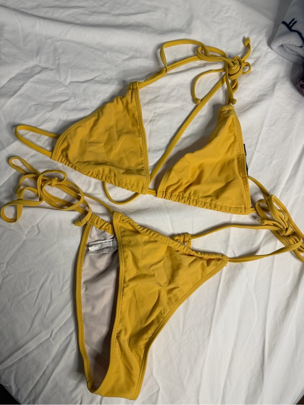 Nasty Gal Yellow Triangle String Bikini Set